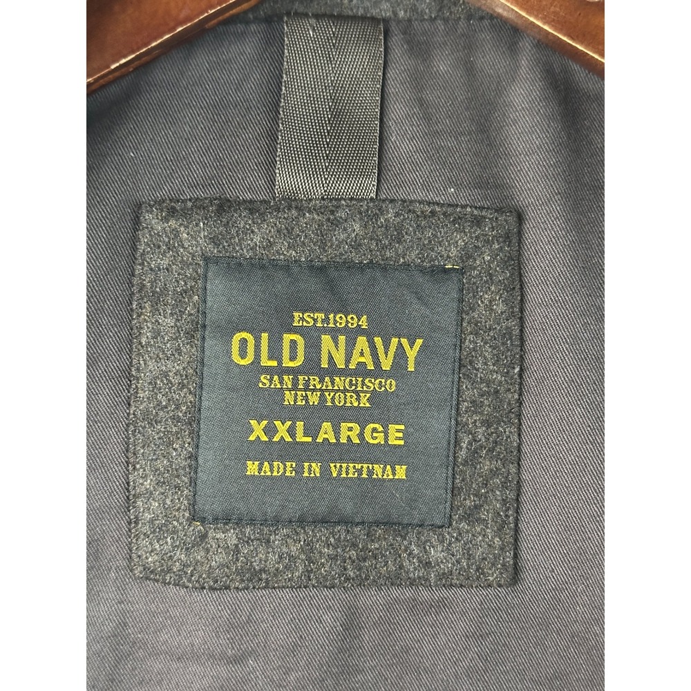 Y2K Style Old Navy Mens Wool Blend Puffer Vest Gray Quilted Full Zip XXL Large - Picture 4 of 7
